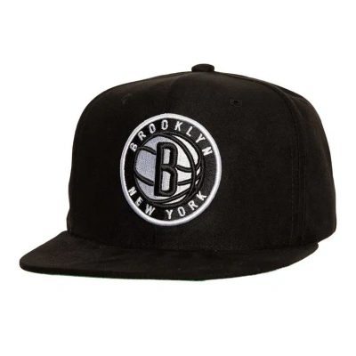 Mitchell & Ness Men's  Black Brooklyn Nets Sweet Suede Snapback Hat