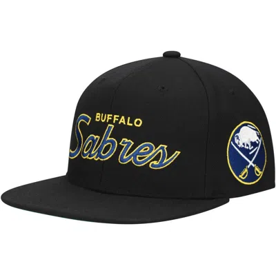 Mitchell & Ness Black Buffalo Sabres Core Team Script 2.0 Snapback Hat
