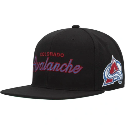 Mitchell & Ness Men's  Black Colorado Avalanche Core Team Script 2.0 Snapback Hat