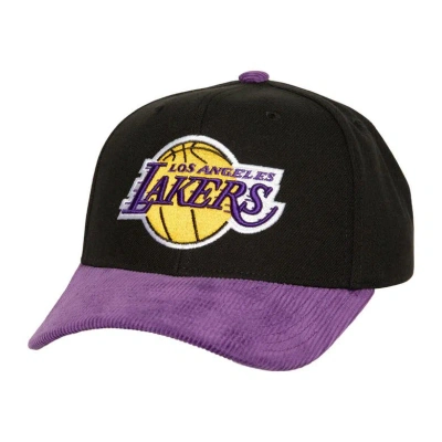 Mitchell & Ness Men's  Black Distressed Los Angeles Lakers Corduroy Pro Crown Adjustable Hat