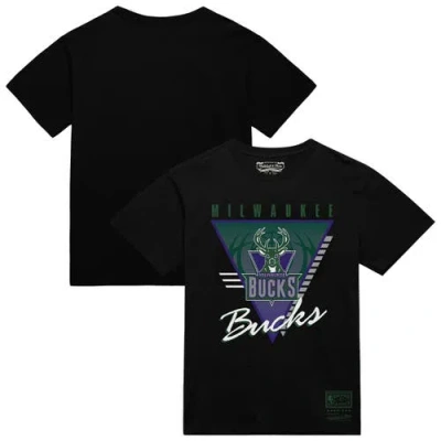 Mitchell & Ness Black Milwaukee Bucks Worldwide Collection Tri-logo T-shirt