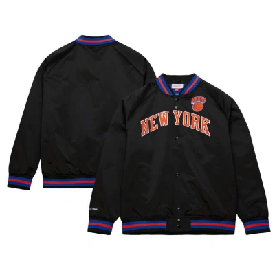 Mitchell & Ness Black New York Knicks Big & Tall Hardwood Classics Wordmark Satin Raglan Full-zip Ja