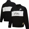 Mitchell & Ness Women's Black Philadelphia Phillies Quarter-zip Pullover Top In Black