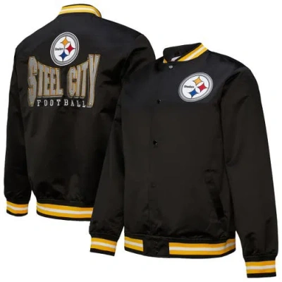 Mitchell & Ness Black Pittsburgh Steelers Double Down Satin Full-snap Jacket