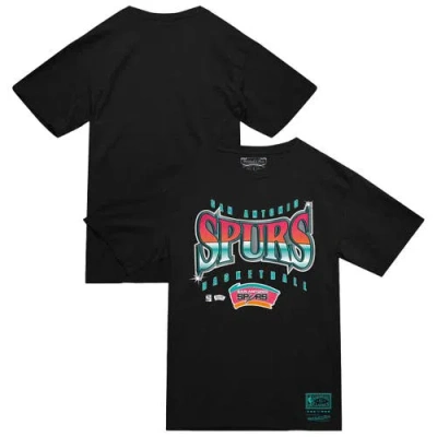 Mitchell & Ness Black San Antonio Spurs Worldwide Collection Glow Up T-shirt