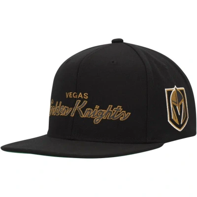 Mitchell & Ness Men's  Black Vegas Golden Knights Core Team Script 2.0 Snapback Hat