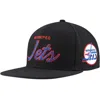 Mitchell & Ness Men's  Black Winnipeg Jets Core Team Script 2.0 Snapback Hat In Black