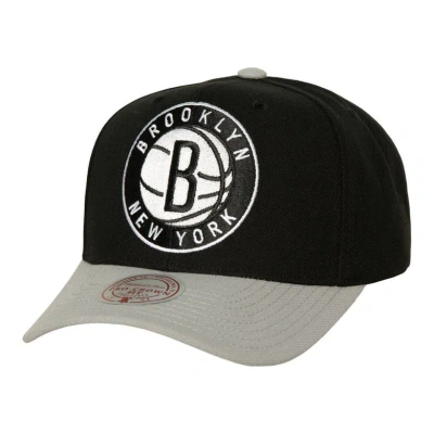 Mitchell & Ness Men's  Black, Gray Brooklyn Nets Soul Xl Logo Pro Crown Snapback Hat In Black,gray