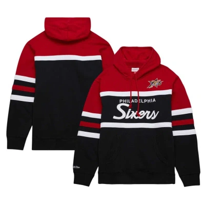 Mitchell & Ness Men's  Black, Red Philadelphia 76ers Head Coach Pullover Hoodie In Black,red