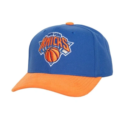 Mitchell & Ness Men's  Blue Distressed New York Knicks Corduroy Pro Crown Adjustable Hat