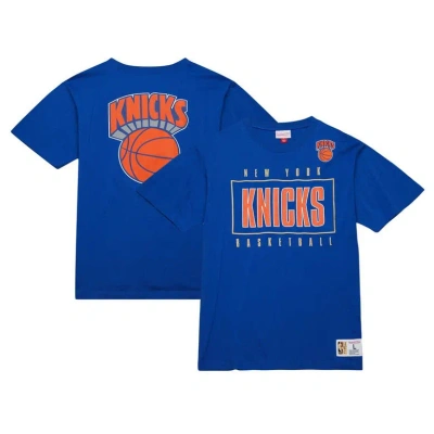 Mitchell & Ness Men's  Blue Distressed New York Knicks Hardwood Classics Team Og 2.0 Premium Vintage-