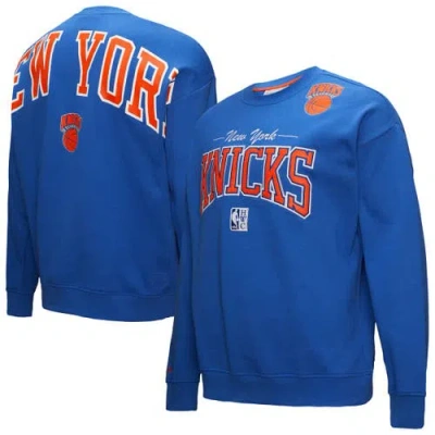 Mitchell & Ness Blue New York Knicks Hardwood Classics There & Back 2.0 Vintage Pullover Sweatshirt