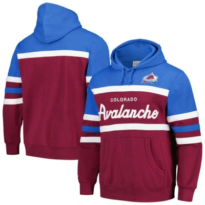 Mitchell & Ness Men's  Burgundy, Light Blue Colorado Avalanche Head Coach Pullover Hoodie In Burgundy,light Blue