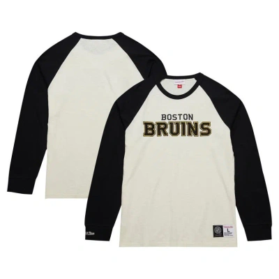 Mitchell & Ness Men's  Cream Boston Bruins Legendary Slub Vintage-like Raglan Long Sleeve T-shirt