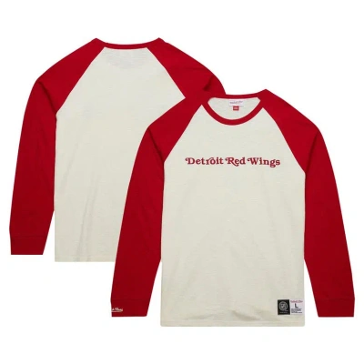 Mitchell & Ness Men's  Cream Detroit Red Wings Legendary Slub Vintage-like Raglan Long Sleeve T-shirt