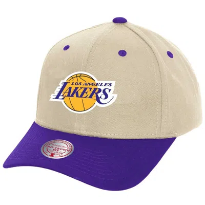 Mitchell & Ness Cream Los Angeles Lakers Game On Two-tone Pro Crown Adjustable Hat In Multi
