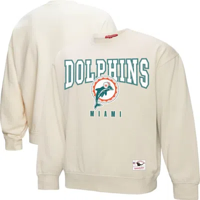 Mitchell & Ness Cream Miami Dolphins Fandom Fleece Pullover Sweatshirt