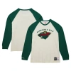 MITCHELL & NESS MITCHELL & NESS CREAM MINNESOTA WILD LEGENDARY SLUB VINTAGE RAGLAN LONG SLEEVE T-SHIRT