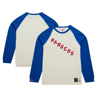 Mitchell & Ness Men's  Cream New York Rangers Legendary Slub Vintage-like Raglan Long Sleeve T-shirt