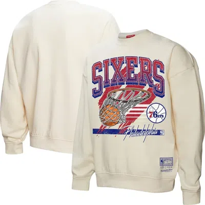 Mitchell & Ness Cream Philadelphia 76ers Brush Bucket Pullover Sweatshirt