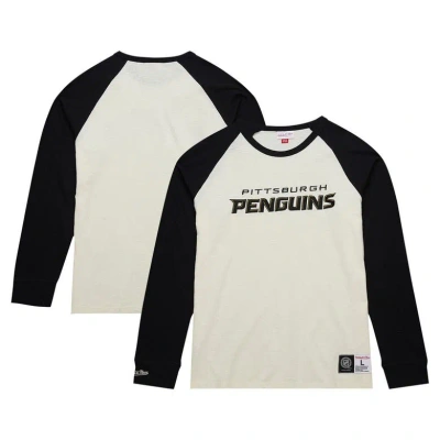 Mitchell & Ness Cream Pittsburgh Penguins Legendary Slub Vintage Raglan Long Sleeve T-shirt
