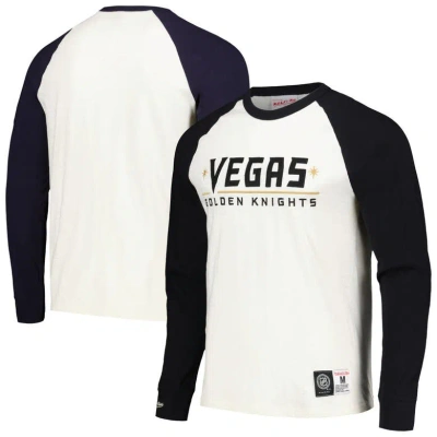 Mitchell & Ness Men's  Cream Vegas Golden Knights Legendary Slub Vintage-like Raglan Long Sleeve T-sh