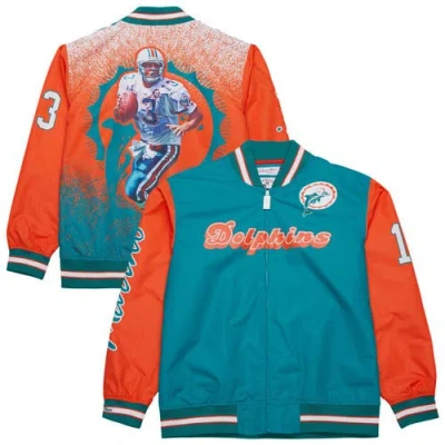 Mitchell & Ness Dan Marino Aqua Miami Dolphins Retired Player Graphic Full-zip Satin Jacket
