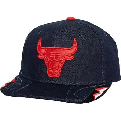 Mitchell & Ness Denim Chicago Bulls Day 6 Snapback Hat In Blue