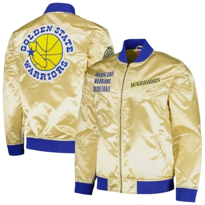 Mitchell & Ness Men's  Gold Distressed Golden State Warriors Team Og 2.0 Vintage-like Logo Satin Full