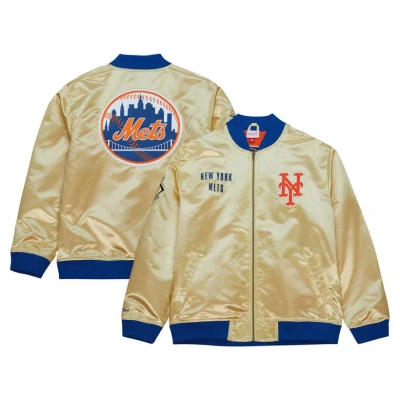 Mitchell & Ness Kids'  Gold New York Mets Og 2.0 Lightweight Satin Full-zip Jacket