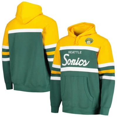 Mitchell & Ness Green/gold Seattle Supersonics Head Coach Pullover Hoodie