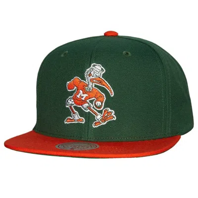 Mitchell & Ness Green/orange Miami Hurricanes 2-tone 2.0 Snapback Hat
