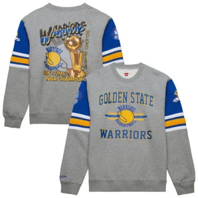 Mitchell & Ness Heather Gray Golden State Warriors Hardwood Classics All Over 4.0 Pullover Sweatshir