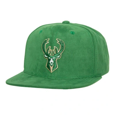 Mitchell & Ness Men's  Hunter Green Milwaukee Bucks Sweet Suede Snapback Hat