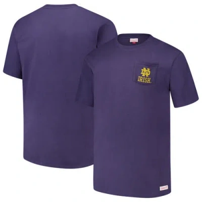 Mitchell & Ness Navy Notre Dame Fighting Irish Big & Tall Fade Away Premium T-shirt In Purple