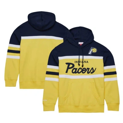 Mitchell & Ness Men's  Navy, Gold Indiana Pacers Head Coach Pullover Hoodie In Navy,gold