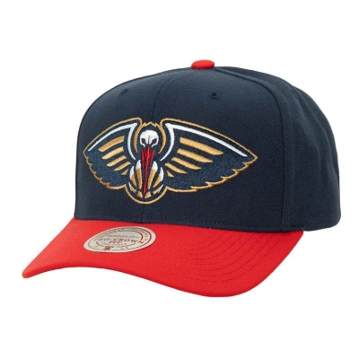 Mitchell & Ness Men's  Navy, Red New Orleans Pelicans Soul Xl Logo Pro Crown Snapback Hat In Navy,red