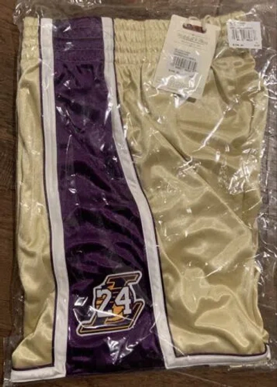 Pre-owned Mitchell & Ness Nba Authentic Lakers Hall Of Fame Kobe Bryant Shorts.size Xl In Purple Gold