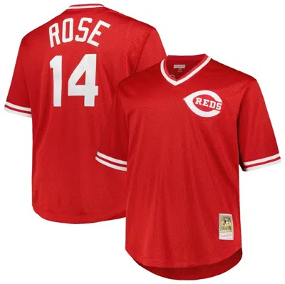 Mitchell & Ness Pete Rose Red Cincinnati Reds 1984 Cooperstown Collection Mesh Pullover Jersey