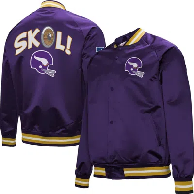 Mitchell & Ness Purple Minnesota Vikings Vintage Double Down Satin Raglan Full-snap Jacket