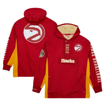 Mitchell & Ness Men's  Red Distressed Atlanta Hawks Team Og 2.0 Vintage-like Logo Anorak Windbreaker