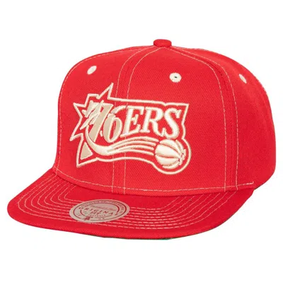 Mitchell & Ness Red Philadelphia 76ers Energy Contrast Snapback Hat