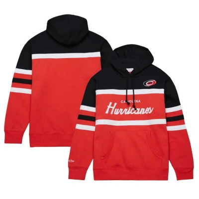 Mitchell & Ness Men's  Red, Black Carolina Hurricanes Head Coach Pullover Hoodie In Red,black
