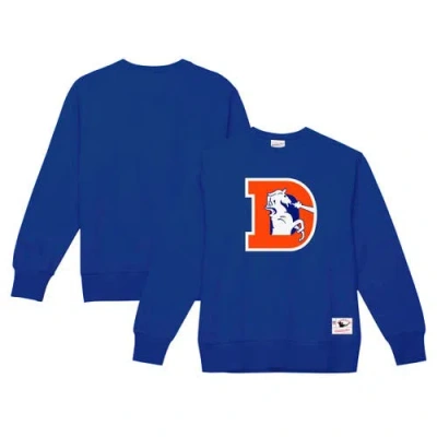 Mitchell & Ness Royal Denver Broncos Basic Fleece Pullover Sweatshirt In Blue