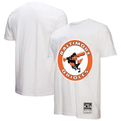 Mitchell & Ness White Baltimore Orioles Cooperstown Collection Logo T-shirt