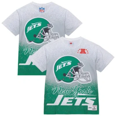 Mitchell & Ness White New York Jets Team Burst Vintage Logo T-shirt In Green