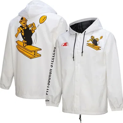 Mitchell & Ness White Pittsburgh Steelers Vintage Logo Coaches Full-snap Hoodie Jacket