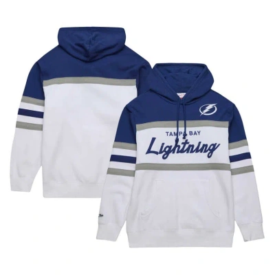 Mitchell & Ness Men's  White, Blue Tampa Bay Lightning Head Coach Pullover Hoodie In White,blue