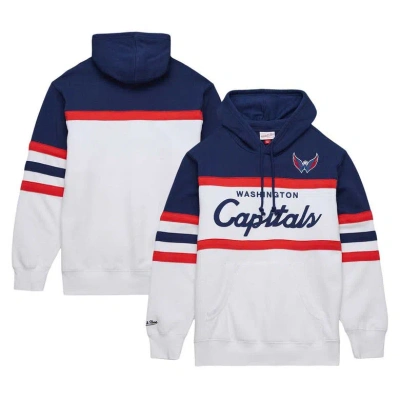 Mitchell & Ness Men's  White, Navy Washington Capitals Head Coach Pullover Hoodie In White,navy