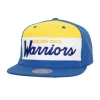 Mitchell & Ness Men's  White, Royal Golden State Warriors Retro Sport Colorblock Script Snapback Hat In White